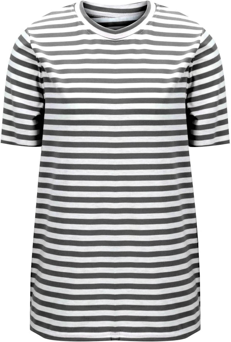 Women's Oversized T Shirts Short Puff Sleeve Striped Crewneck Summer Tops Casual Loose Basic Tee Shirts 2025 Trendy Clothes