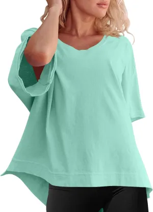 Womens Oversized Tshirt Short Sleeve Casual Summer Dressy T Shirts Crewneck Business Work Blouses Workout Basic Tops