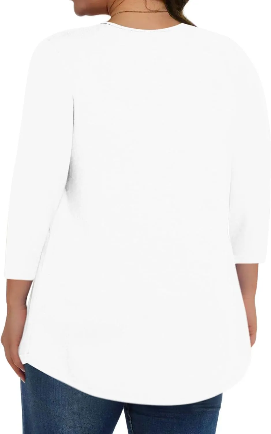 Womens Oversized Tunic Tops Summer 3/4 Sleeve Crewnek Flowy T Shirts Hide Belly Pleated Soft Comfy Casual Tee Blouses