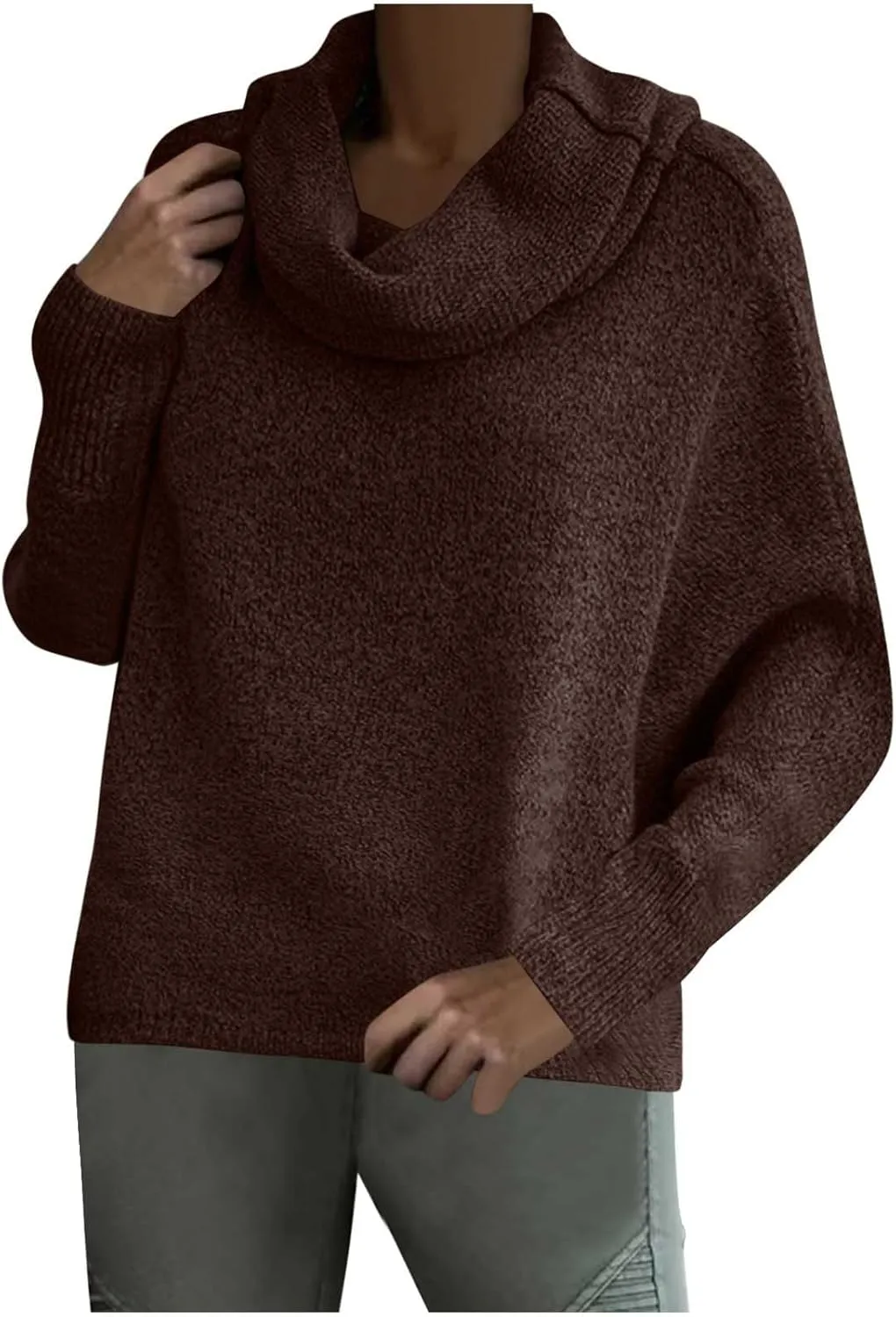 Women's Oversized Turtleneck Pullovers Sweaters Cowl Neck Long Sleeve Fall Winter Slouchy Loose Knit Sweaters