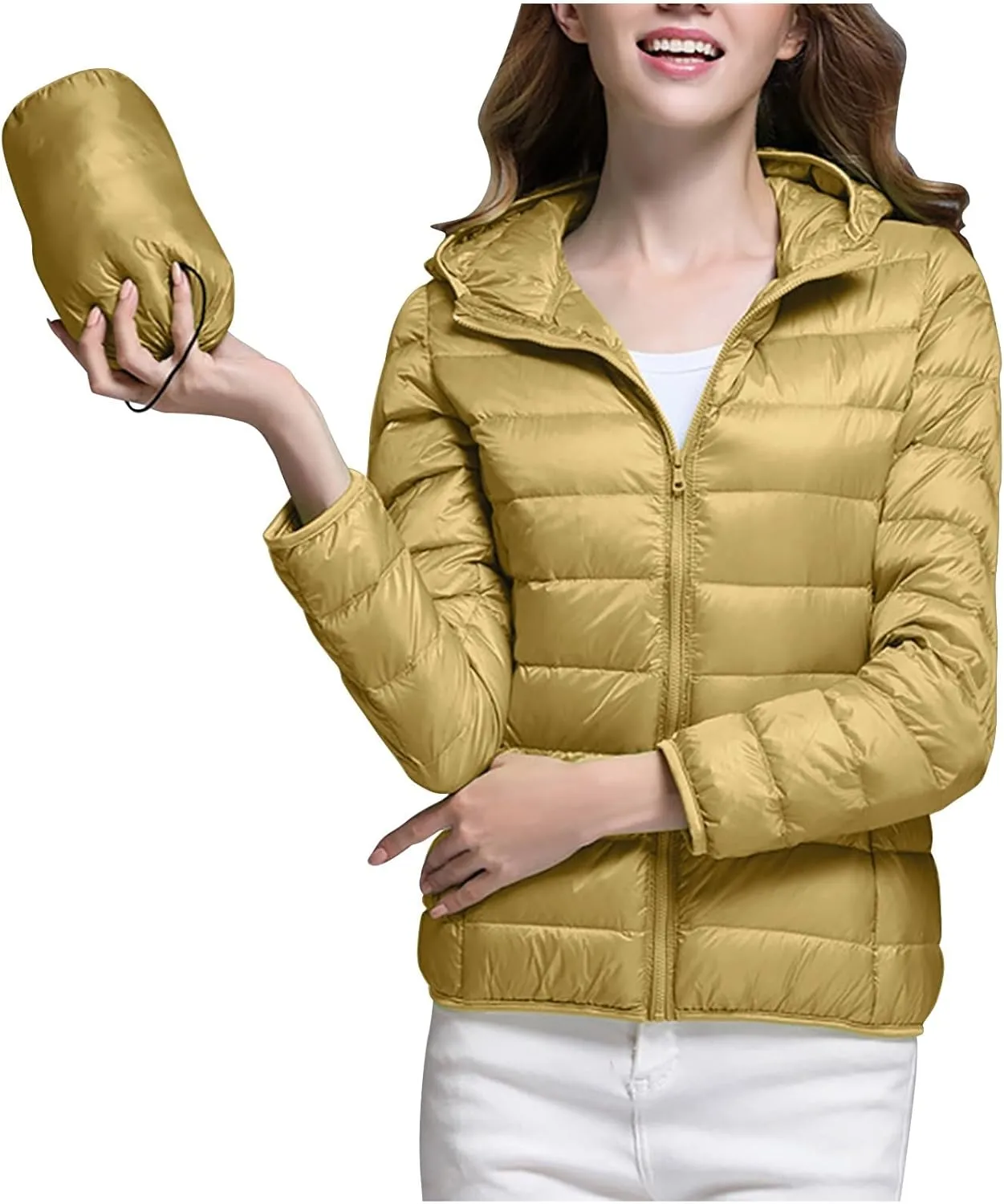Women's Packable Puffer Jacket, Lightweight down Jacket Winter Warm Quilted Puffer Jacket with Hood Puffy Jacket Coat