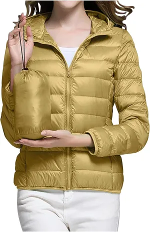 Women's Packable Puffer Jacket, Lightweight down Jacket Winter Warm Quilted Puffer Jacket with Hood Puffy Jacket Coat