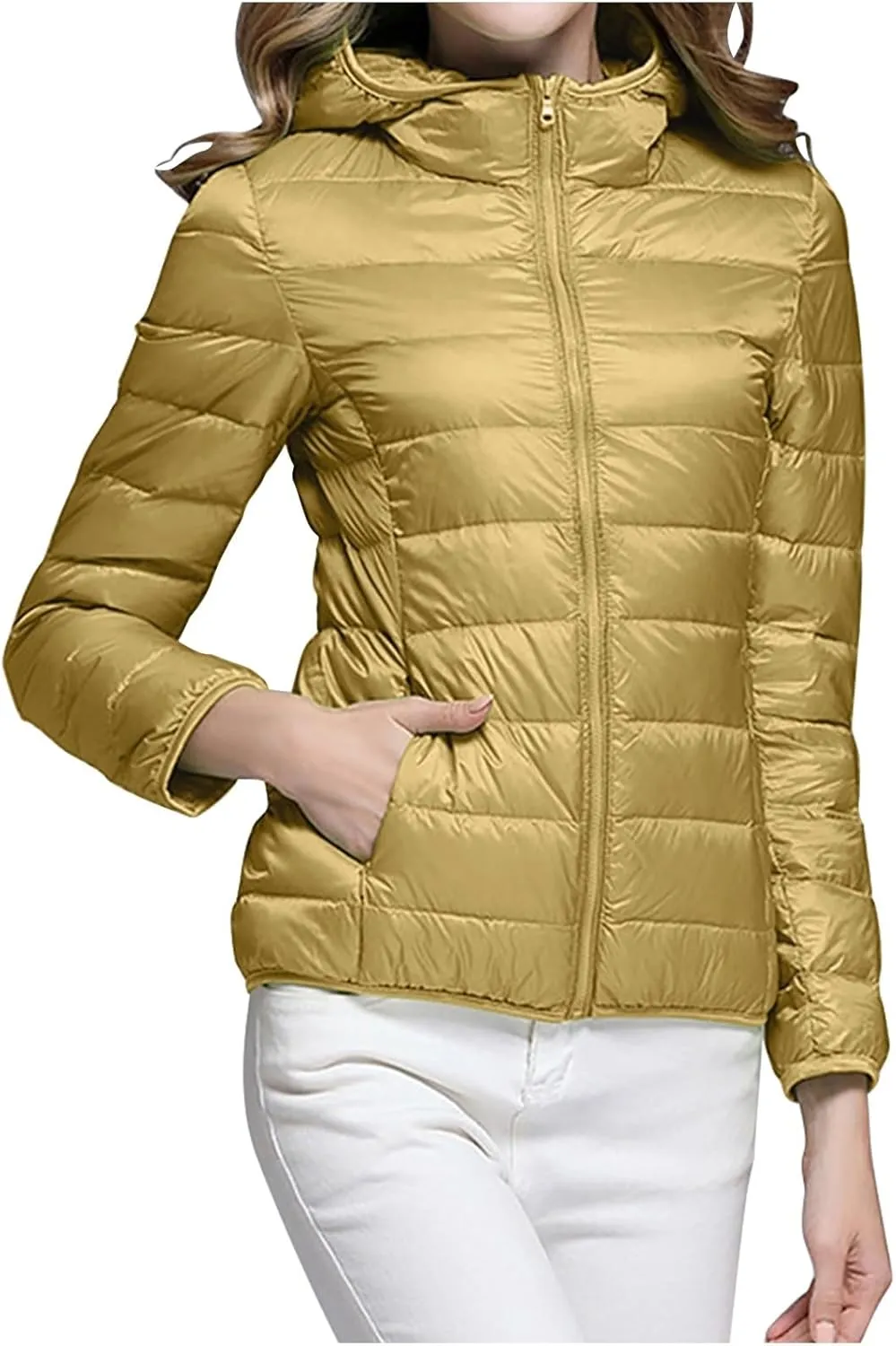 Women's Packable Puffer Jacket, Lightweight down Jacket Winter Warm Quilted Puffer Jacket with Hood Puffy Jacket Coat