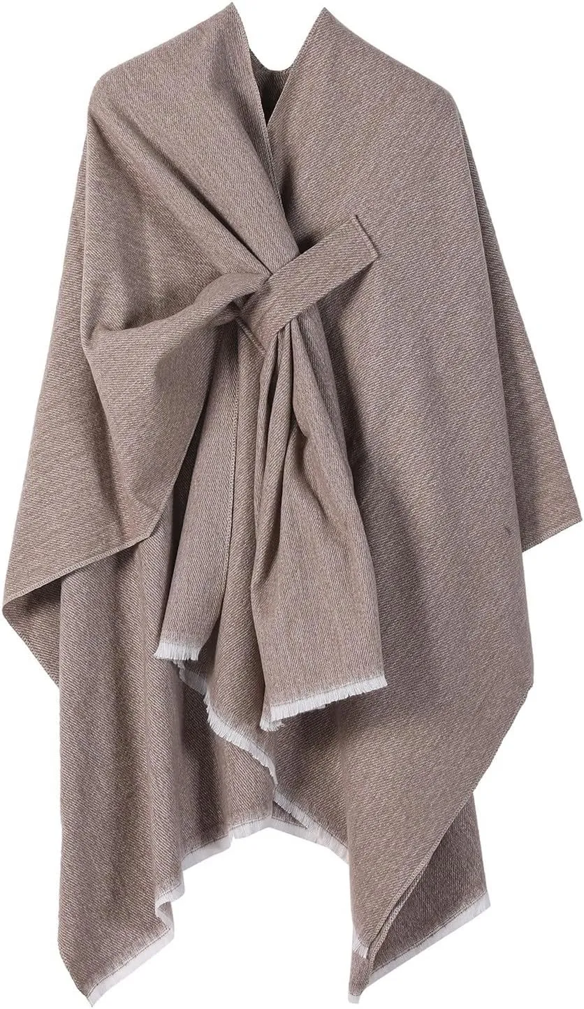 Women's Shawls Wrap Poncho Soft Capes Open Front Cardigan Large Blanket Wraps Cashmere Knitted Cloak Cardigan Warm