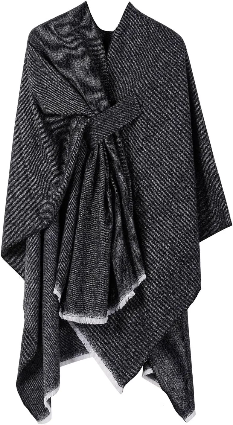 Women's Shawls Wrap Poncho Soft Capes Open Front Cardigan Large Blanket Wraps Cashmere Knitted Cloak Cardigan Warm