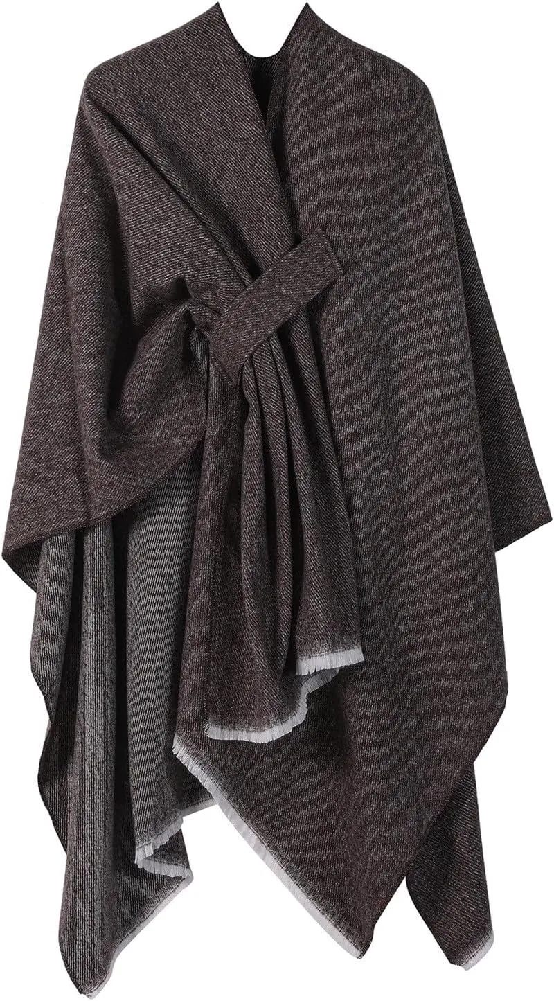 Women's Shawls Wrap Poncho Soft Capes Open Front Cardigan Large Blanket Wraps Cashmere Knitted Cloak Cardigan Warm