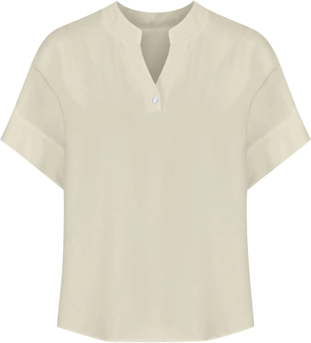 Women's Shirts Button V Neck Linen Shirts Roll Up Sleeve Gauze Tops Summer Vacation 2025 Boho Blouse Casual, S-2XL