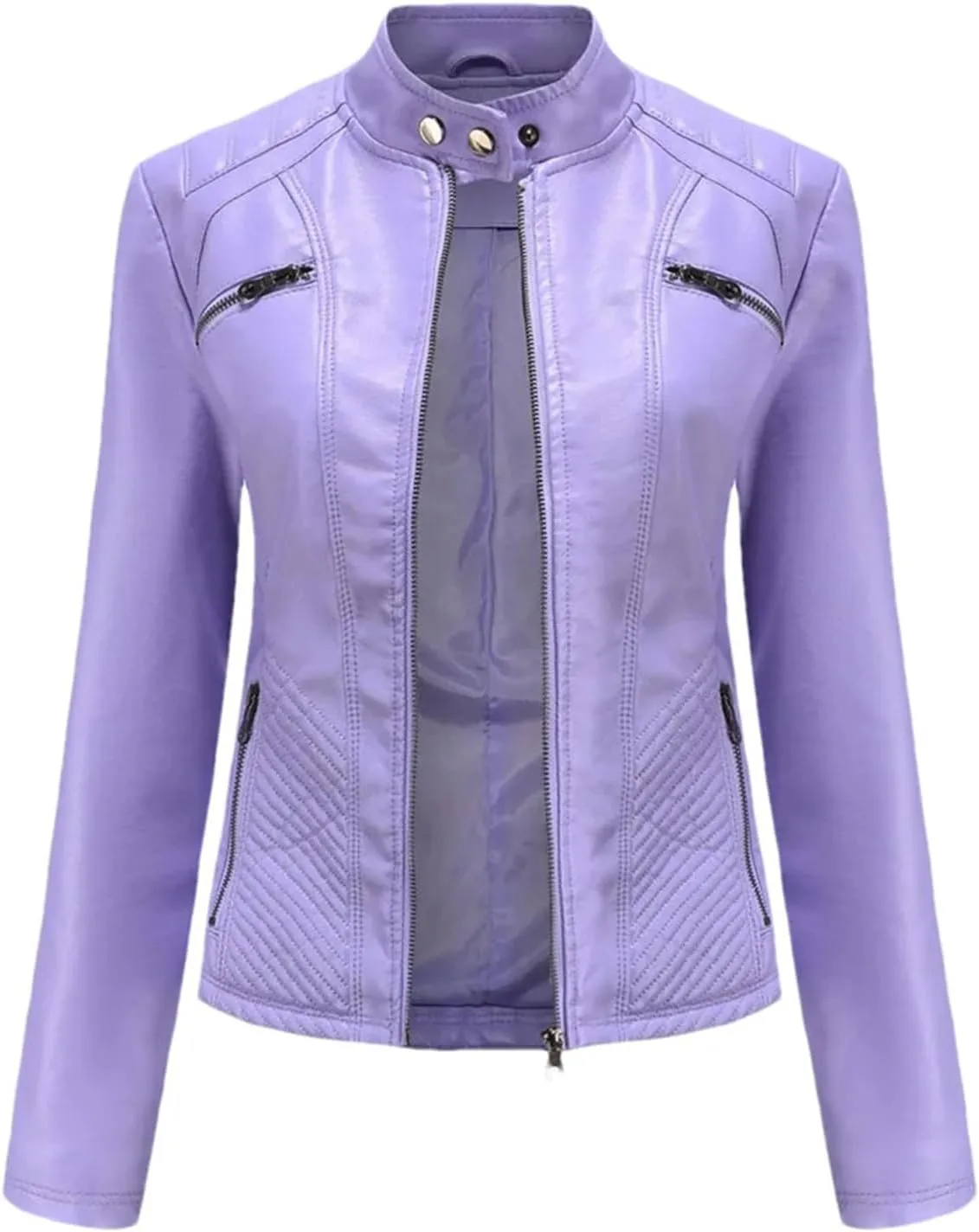 Women's Spring Autumn Leather Jacket With Zipper Long Sleeves Moto Biker Jacket Red Black Coat Ladies Outerwear