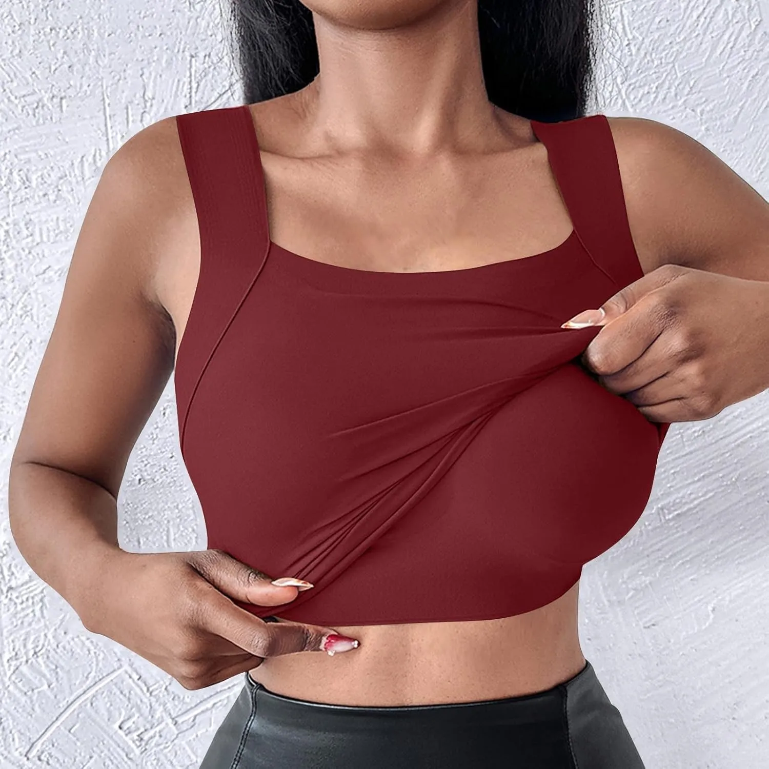 Womens Square Neck Sleeveless Tees 2025 Summer Basic Padded Tank Top with Built in Bra Stretch Athletic Yoga Shirts