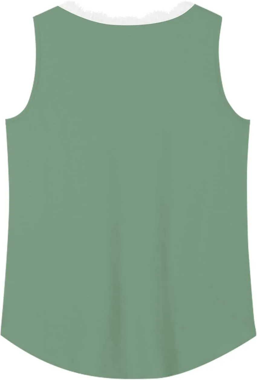Womens Summer Tank Tops Loose Fit Lace V Neck Sleeveless Tunic Tops Dressy Casual Flowy Shirts