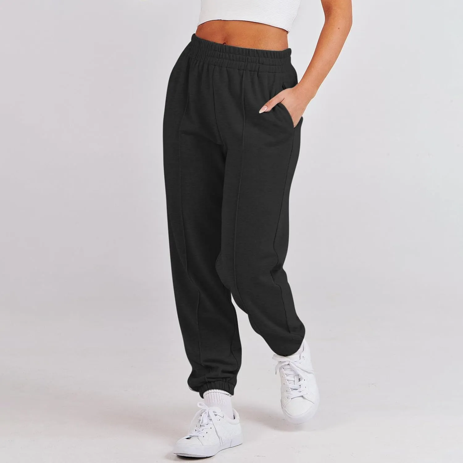 Womens Sweatpants High Waisted Athletic Joggers Pants Fleece Sweat Pant Cinch Bottom Pants with Pants