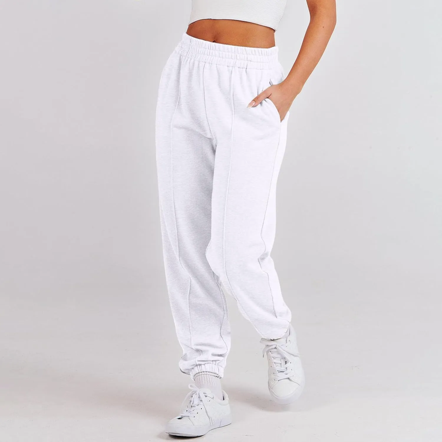 Womens Sweatpants High Waisted Athletic Joggers Pants Fleece Sweat Pant Cinch Bottom Pants with Pants