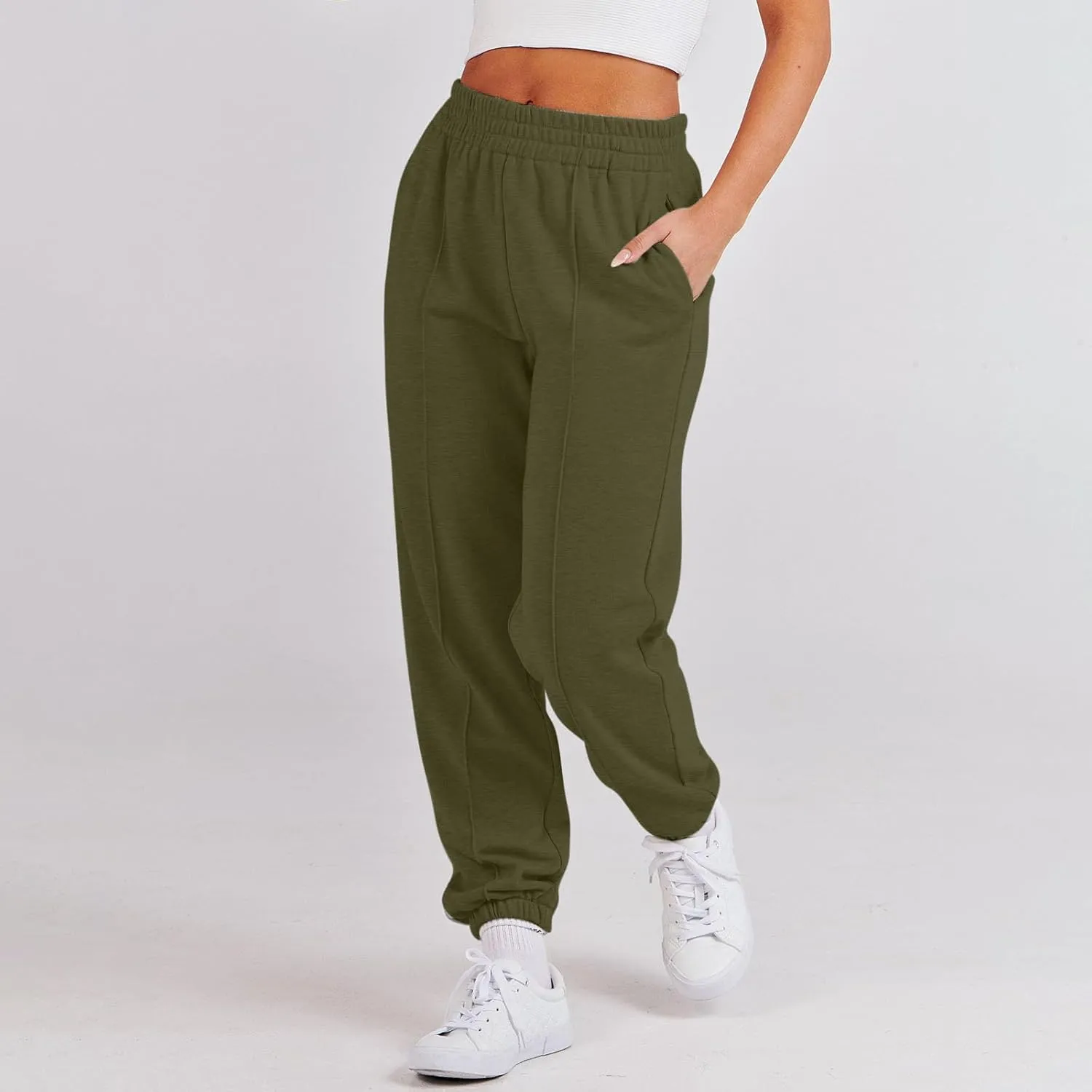 Womens Sweatpants High Waisted Athletic Joggers Pants Fleece Sweat Pant Cinch Bottom Pants with Pants
