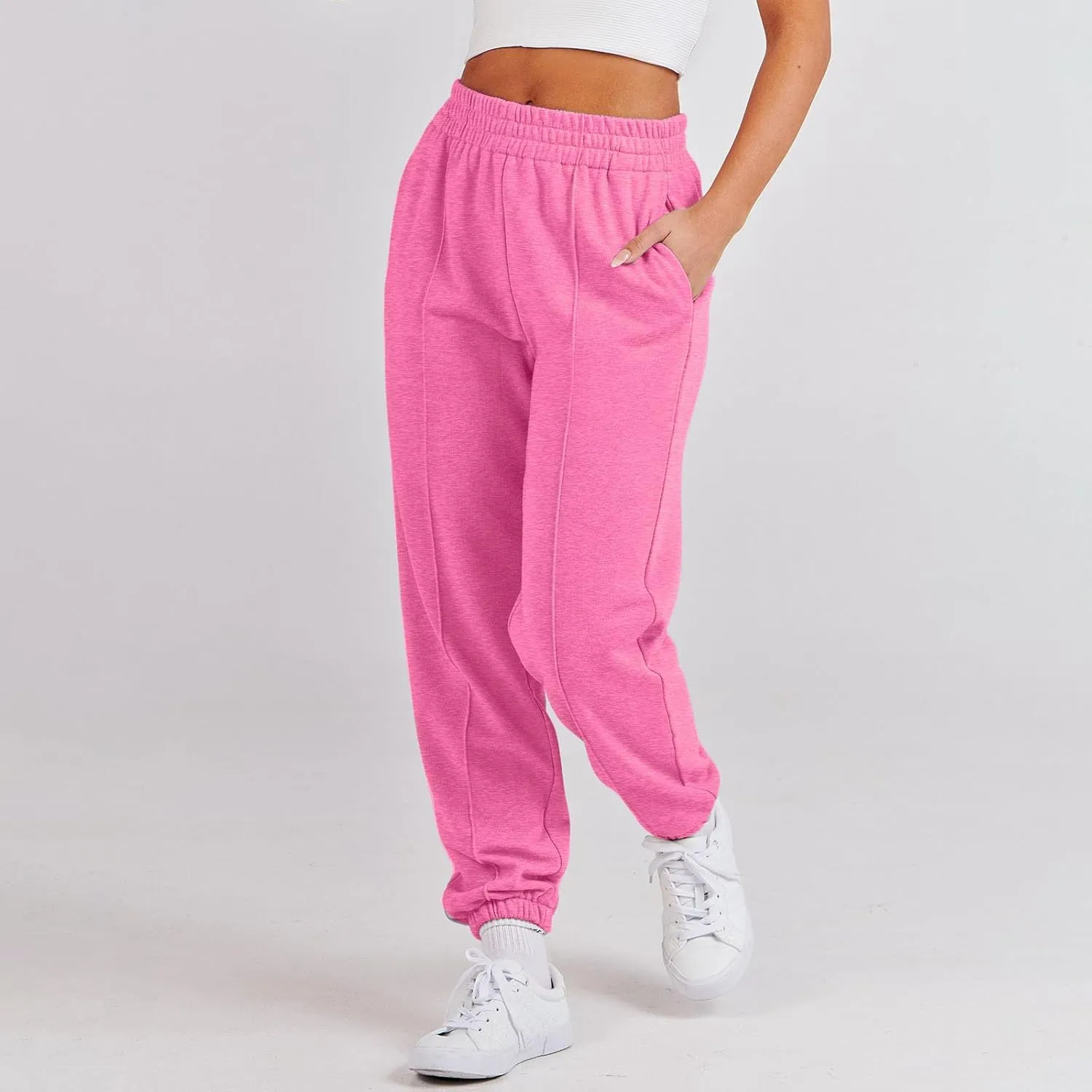 Womens Sweatpants High Waisted Athletic Joggers Pants Fleece Sweat Pant Cinch Bottom Pants with Pants