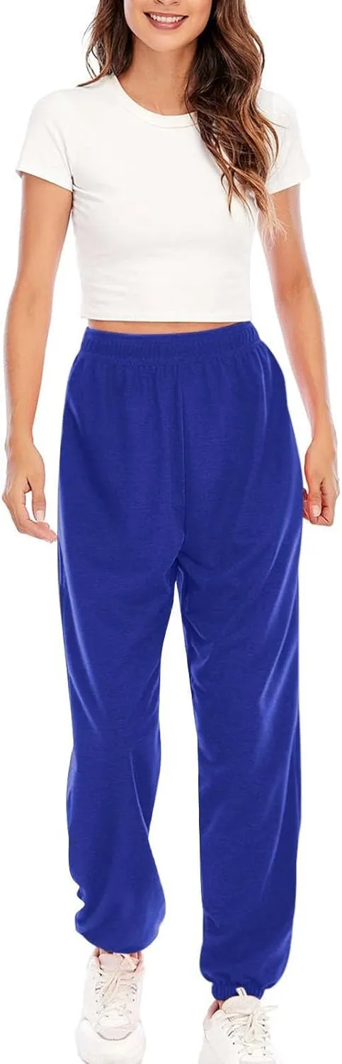 Womens Sweatpants High Waisted Athletic Joggers Pants Fleece Sweat Pant Cinch Bottom Pants with Pants