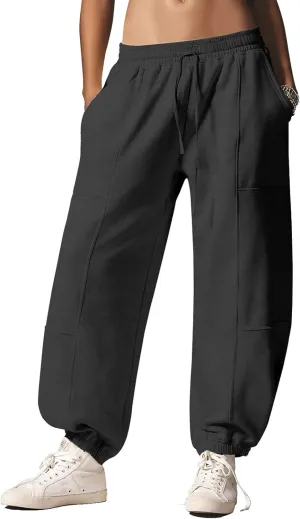 Women’s Sweatpants Joggers with Pockets Baggy Cinch Bottom Sweatpant Loose Mid Rise Casual Workout Active Lounge Sweat Pant