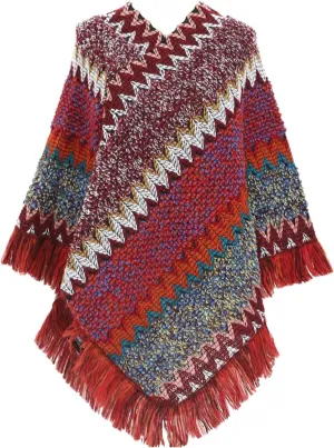 Women's Vintage Warm Knitted Tassel Poncho Shawl Cape Button Cardigan Poncho Cape Blanket Shawls and Wraps for Winter
