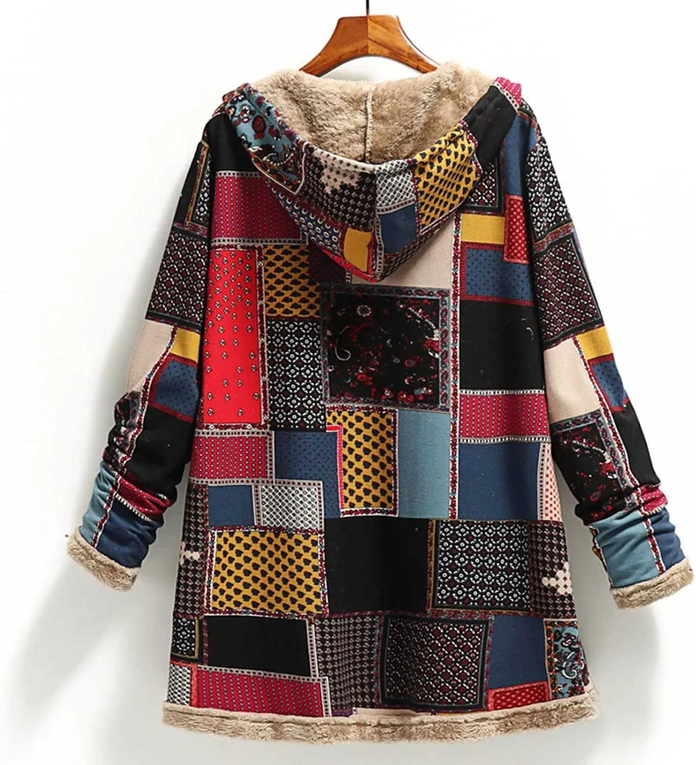 Women's Warm Winter Coat Fleece Lined Parka Western Aztec Print Jacket Vintage Coat Cardigan Outerwear with Pockets