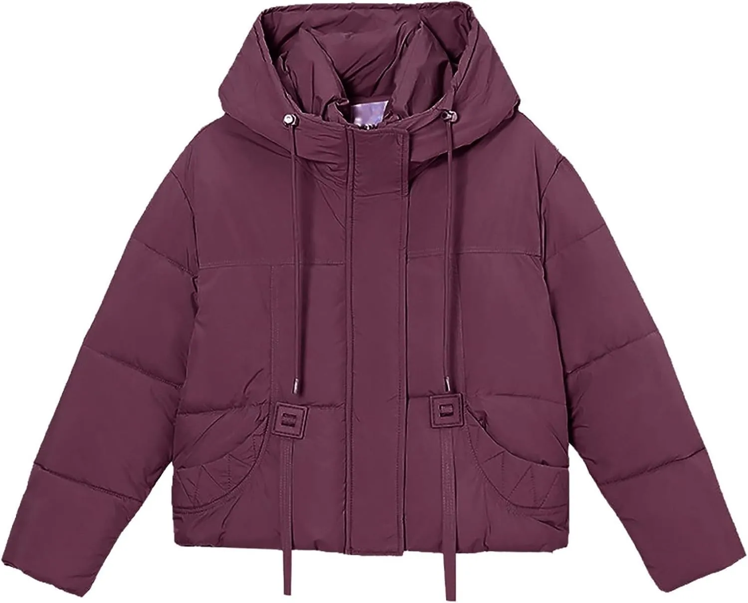 Women’s Winter Baggy Zip Puffer Jackets Short Down Jacket Stand Collar Zip Puffer Jacket Short Padded Down Coats