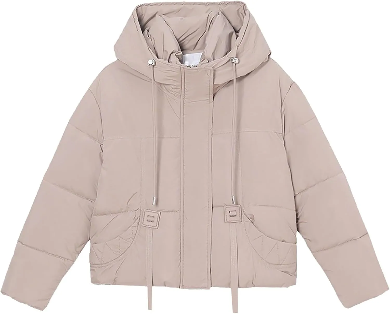Women’s Winter Baggy Zip Puffer Jackets Short Down Jacket Stand Collar Zip Puffer Jacket Short Padded Down Coats