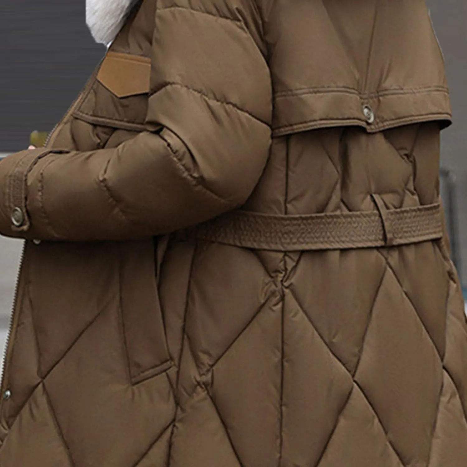 Womens Winter Coats Faux Fur Collar Warm Long Puffer Jackets Thicken Warm Outerwear Down Coats Parkas Quilted Jackets