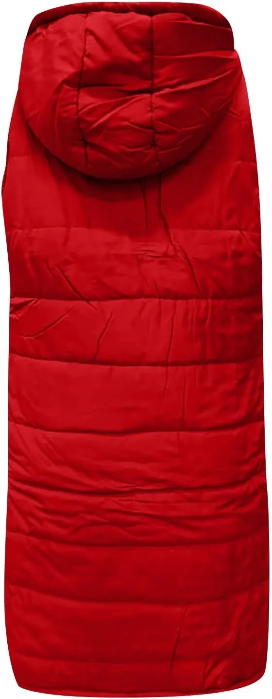 Women's Winter Long Puffer Coats Hooded Zip Up Casual Down Jackets Trendy Warm Clothes Outerwear Tops Plus Size