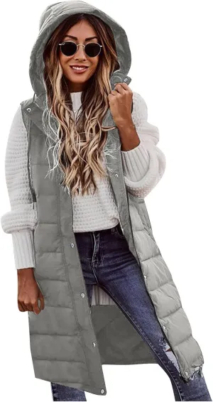 Women's Winter Long Puffer Coats Hooded Zip Up Casual Down Jackets Trendy Warm Clothes Outerwear Tops Plus Size
