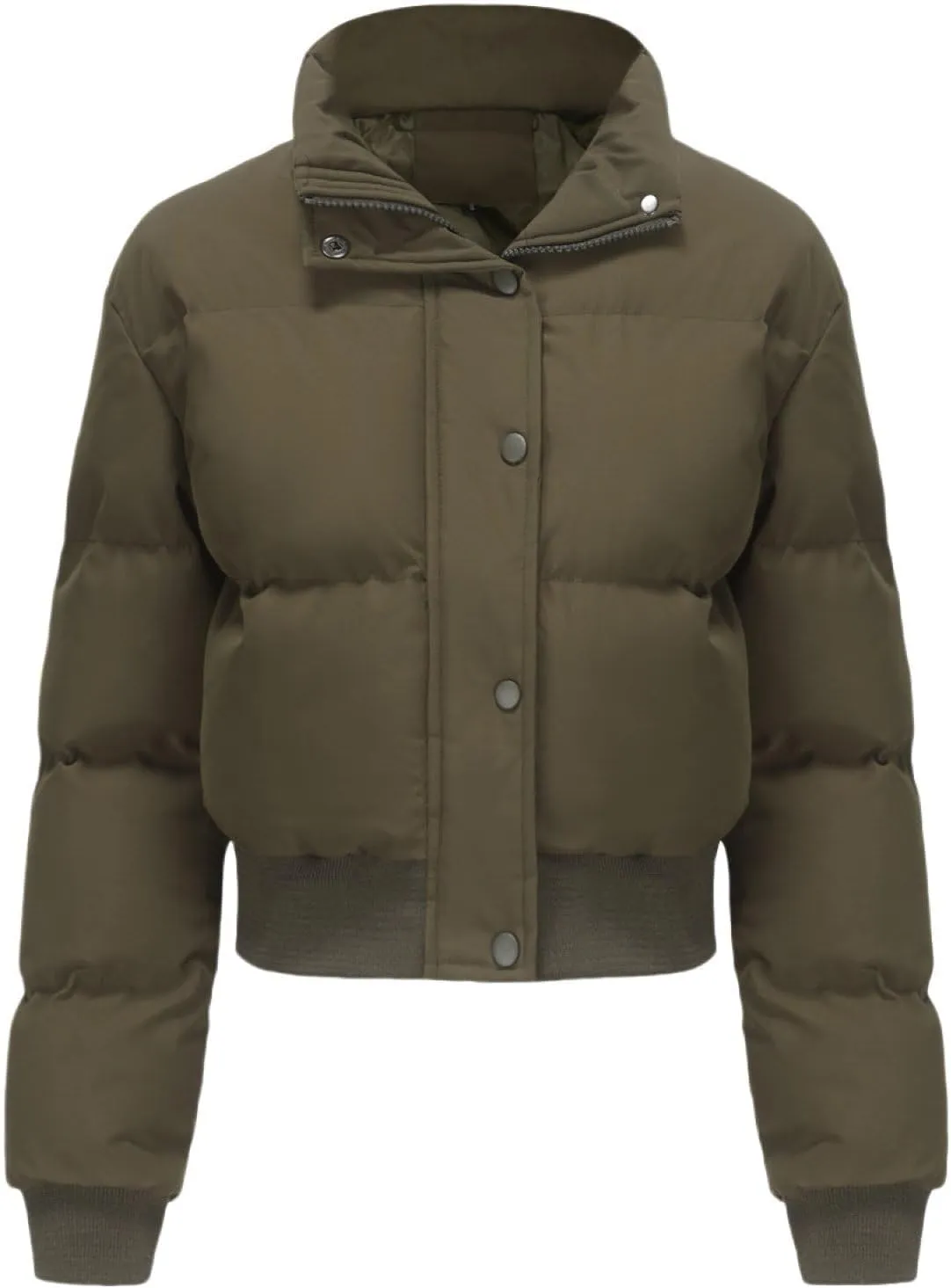 Women's Winter Short Puffer Jackets Lightweight Stand Collar Zip Up Down Coat Warm Quilted Jackets