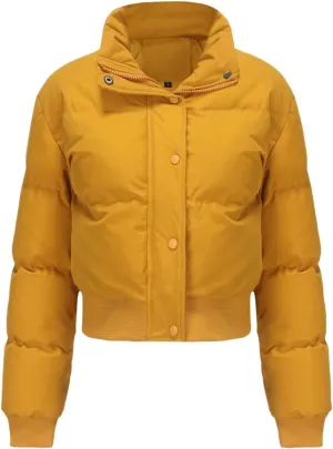 Women's Winter Short Puffer Jackets Lightweight Stand Collar Zip Up Down Coat Warm Quilted Jackets