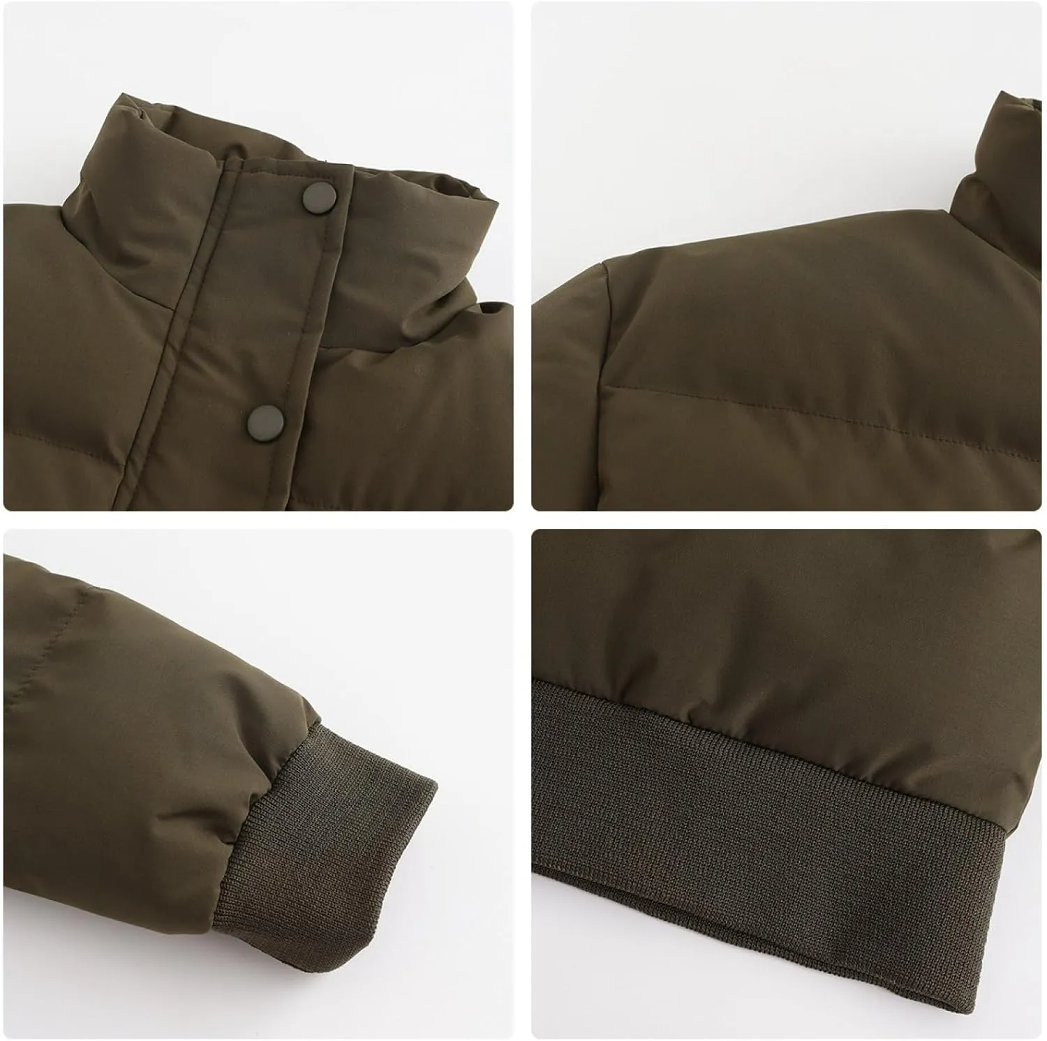 Women's Winter Short Puffer Jackets Lightweight Stand Collar Zip Up Down Coat Warm Quilted Jackets