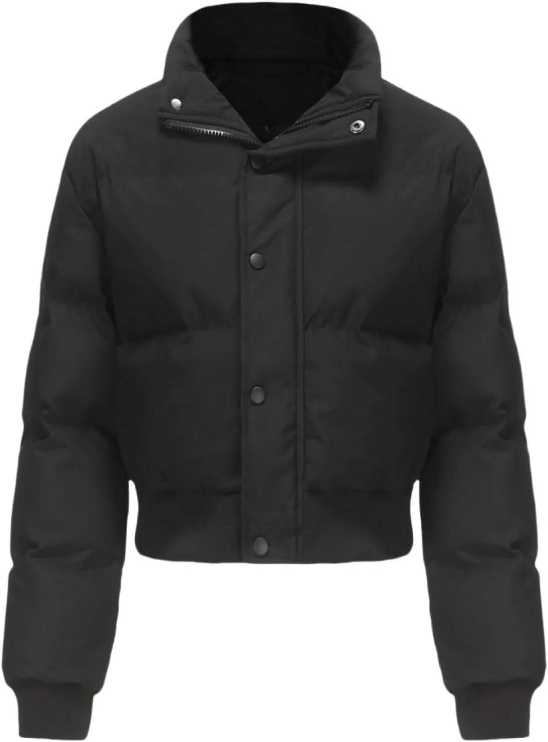 Women's Winter Short Puffer Jackets Lightweight Stand Collar Zip Up Down Coat Warm Quilted Jackets
