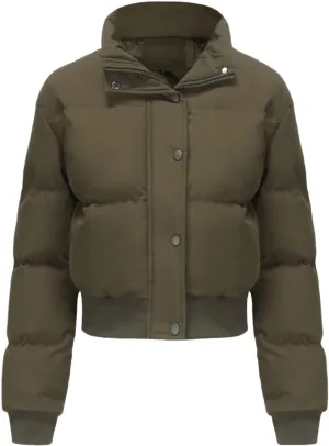 Women's Winter Short Puffer Jackets Lightweight Stand Collar Zip Up Down Coat Warm Quilted Jackets