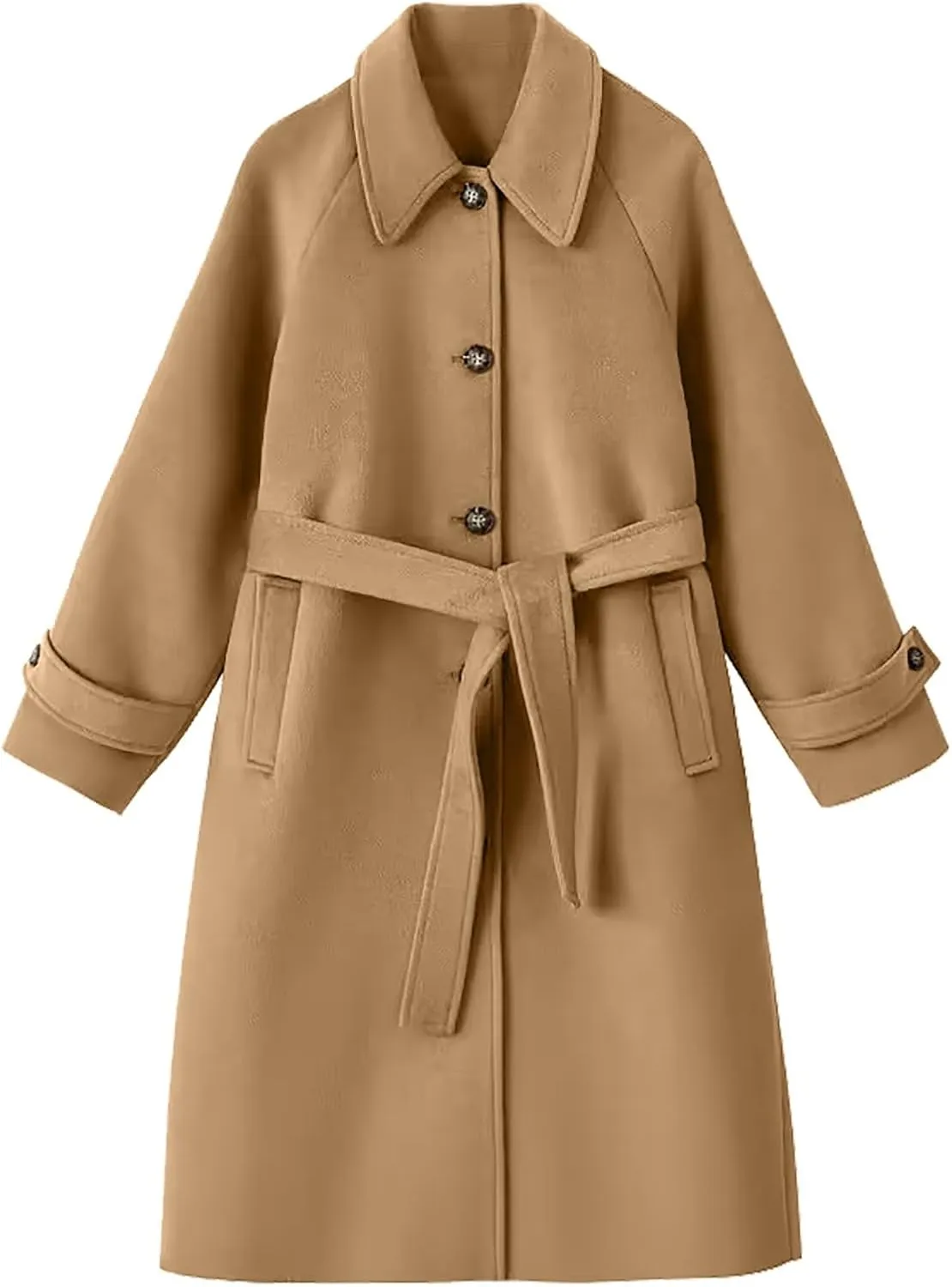 Women's Wool Fall Winter Jackets Single Breasted Long Trench Coats Casual Oversized Peacoat Outerwear Warm Pea Coat