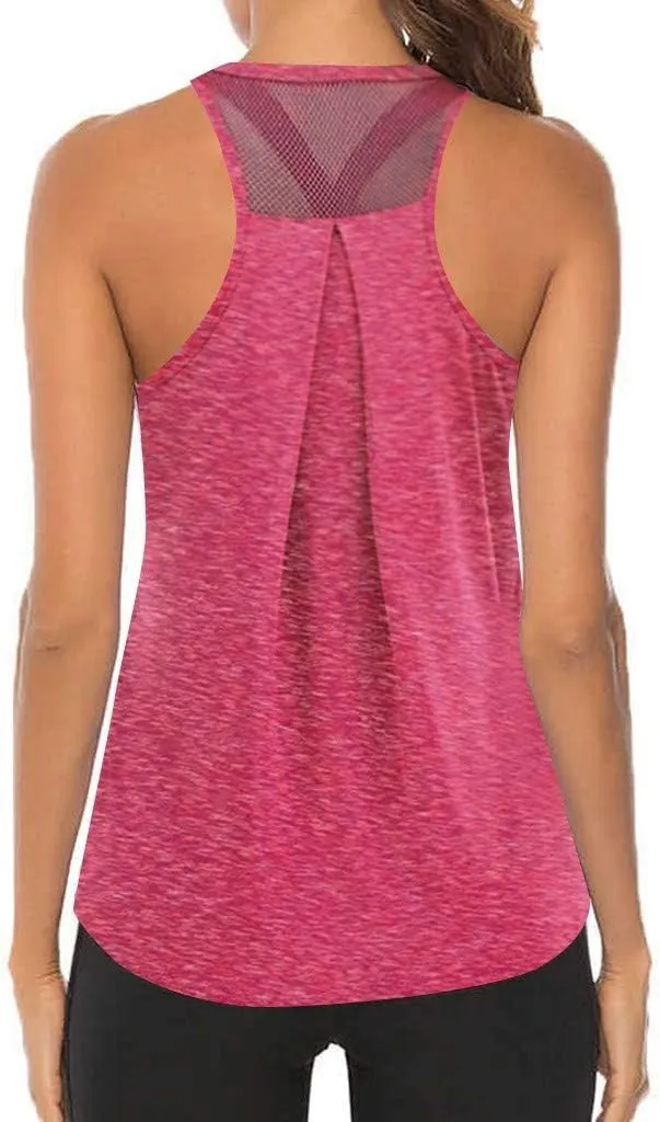Workout Tops for Women Racerback Tank Top Quick Dry Sleeveless Athletic Running Tops Loose Gym Shirt Yoga Tanks