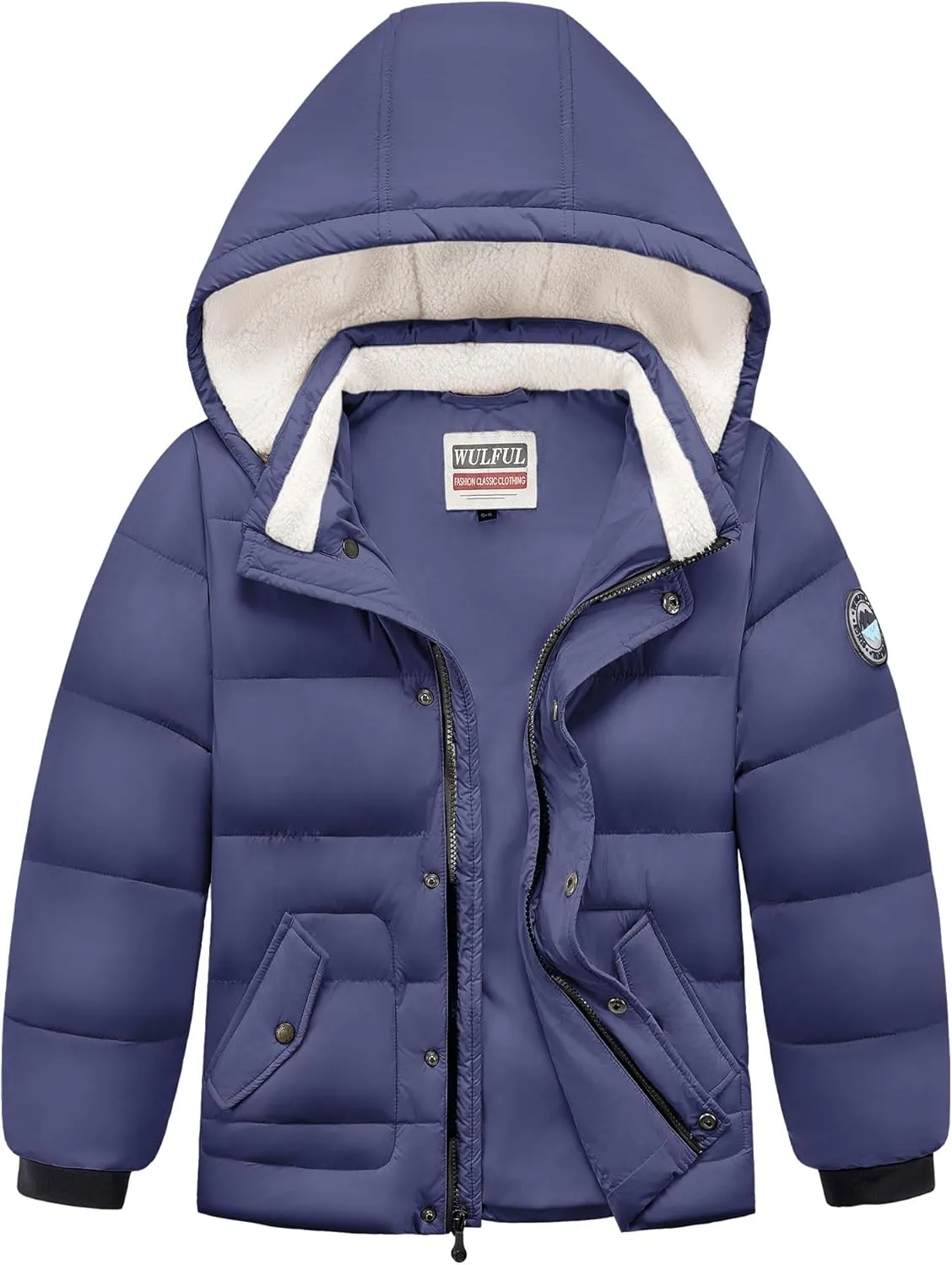 WULFUL Kids Boy's Winter Coat Detachable Hat Puffer Windbreaker Warm Cotton Jacket Parka Down Outdoor Coats