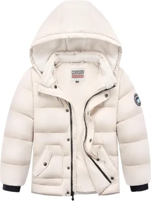 WULFUL Kids Boy's Winter Coat Detachable Hat Puffer Windbreaker Warm Cotton Jacket Parka Down Outdoor Coats