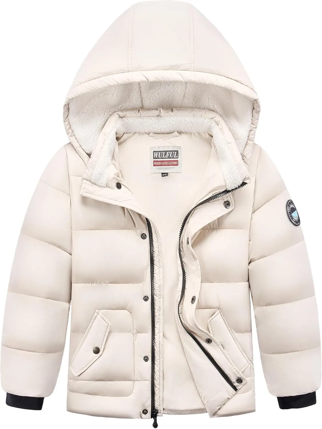 WULFUL Kids Boy's Winter Coat Detachable Hat Puffer Windbreaker Warm Cotton Jacket Parka Down Outdoor Coats