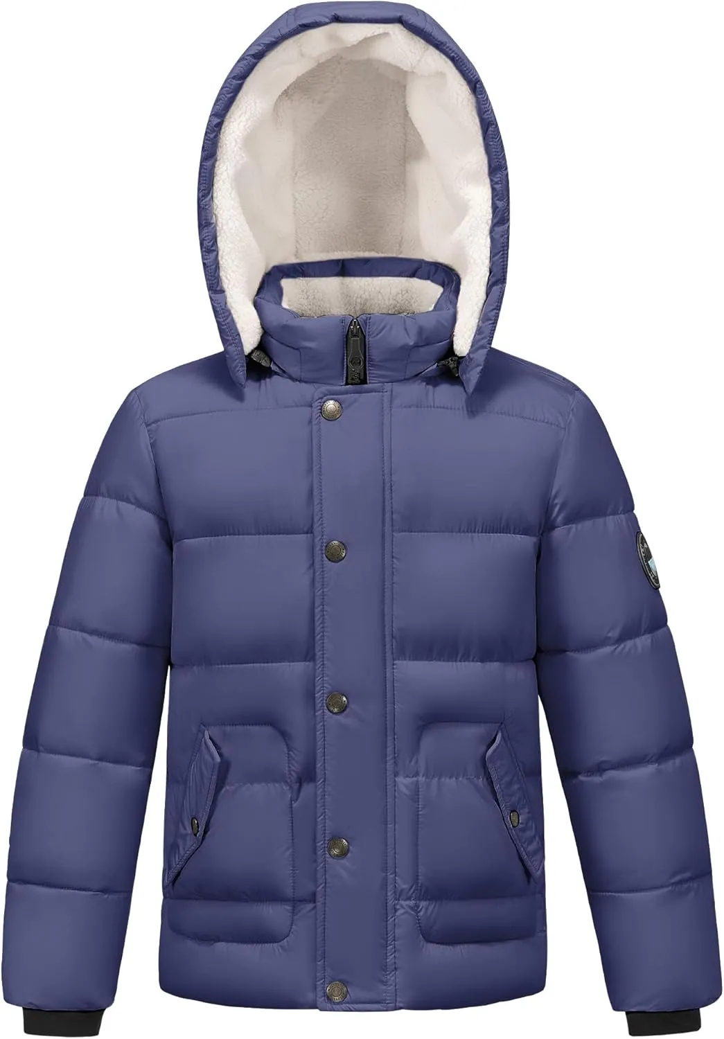 WULFUL Kids Boy's Winter Coat Detachable Hat Puffer Windbreaker Warm Cotton Jacket Parka Down Outdoor Coats