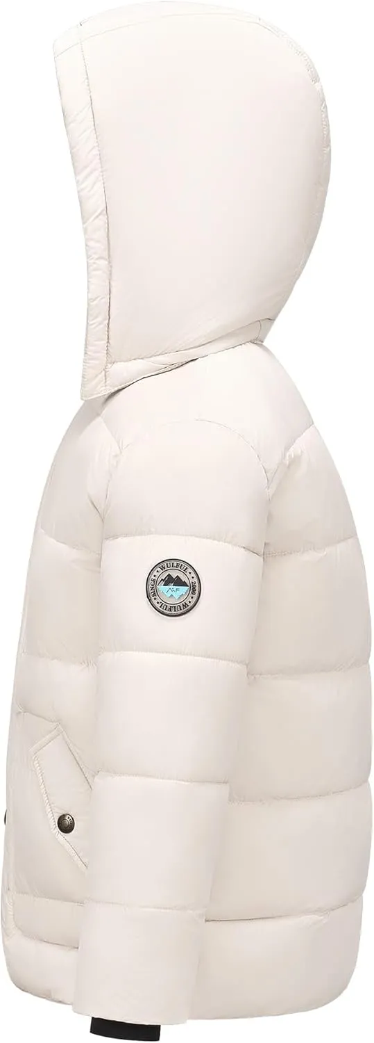 WULFUL Kids Boy's Winter Coat Detachable Hat Puffer Windbreaker Warm Cotton Jacket Parka Down Outdoor Coats