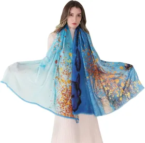 Xinmurffy 100% Wool Travel Scarf Long Pashmina Shawls and Wraps for Women Cashmere Warm Winter Large Blanket Scarves