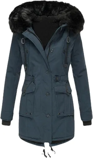 XOWRTE Womens Thicken Hooded Parkas Coats Puffer Coat Faux Fur Fleece Line Down Jackets with Pockets Parkas Long Coats Winter