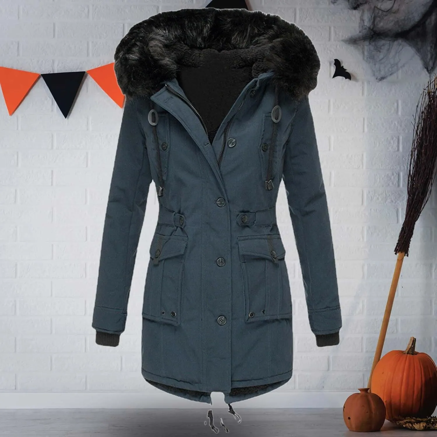 XOWRTE Womens Thicken Hooded Parkas Coats Puffer Coat Faux Fur Fleece Line Down Jackets with Pockets Parkas Long Coats Winter