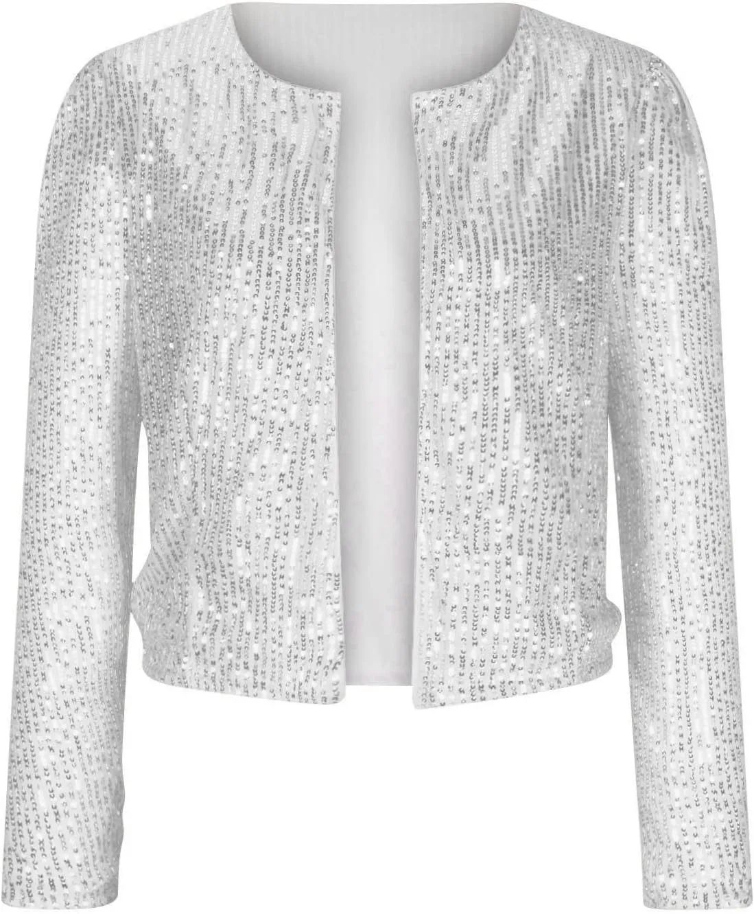 XUNRYAN Sequin Blazer Women Casual Open Front Cardigan Sparkly Jacket Glitter Long Sleeve Short Coats Crop Shrug Wraps Outfit