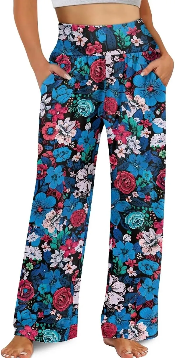YEXIATODO High Waisted Wide Leg Pants for Women Dressy Casual Linen Pants Tall Palazzo Pants Lounge Pants S-3XL