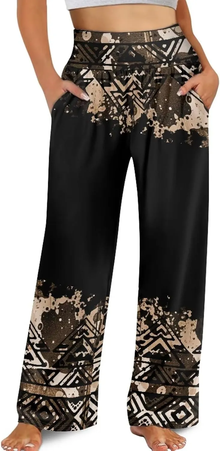 YEXIATODO High Waisted Wide Leg Pants for Women Dressy Casual Linen Pants Tall Palazzo Pants Lounge Pants S-3XL