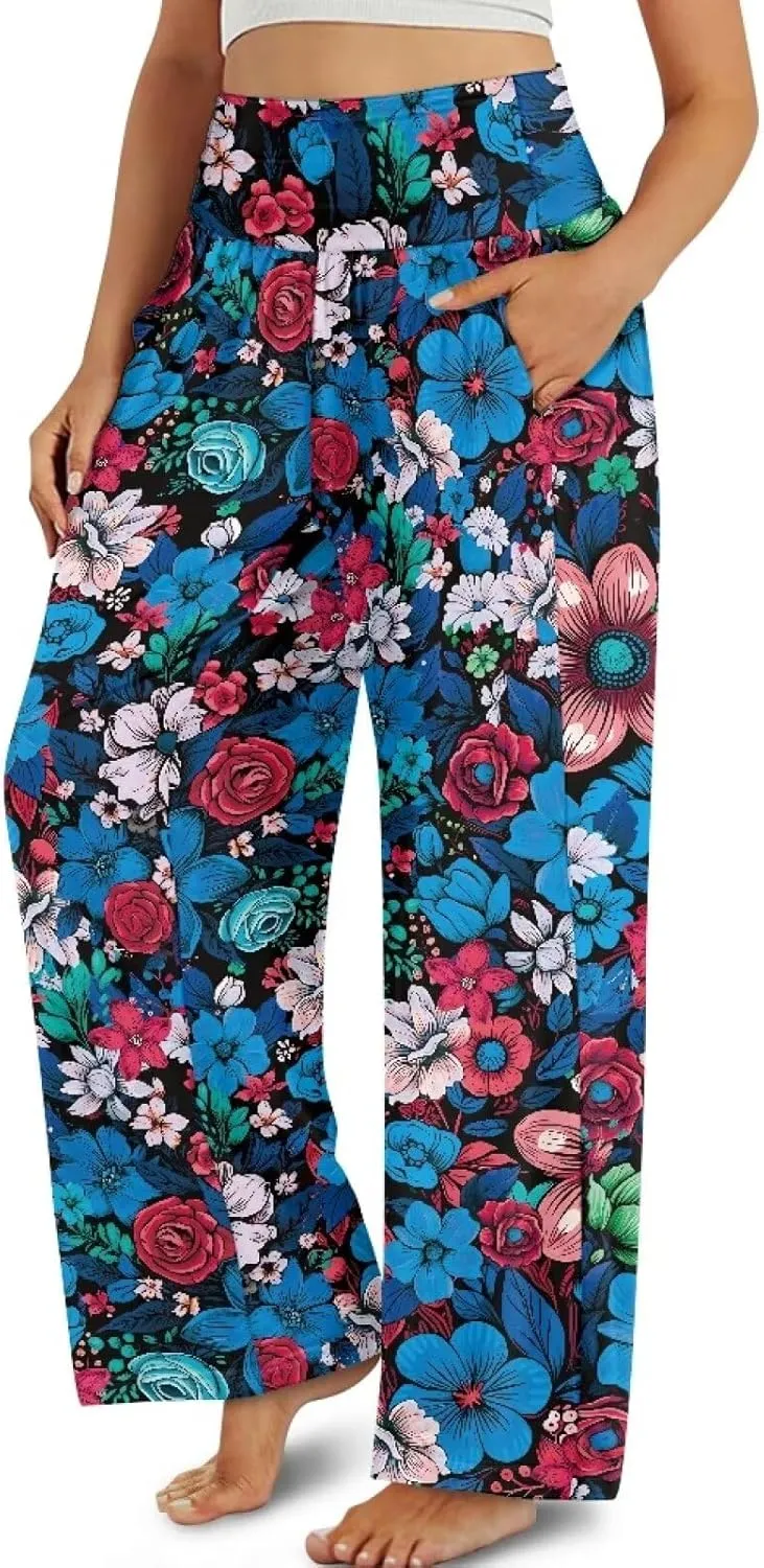 YEXIATODO High Waisted Wide Leg Pants for Women Dressy Casual Linen Pants Tall Palazzo Pants Lounge Pants S-3XL