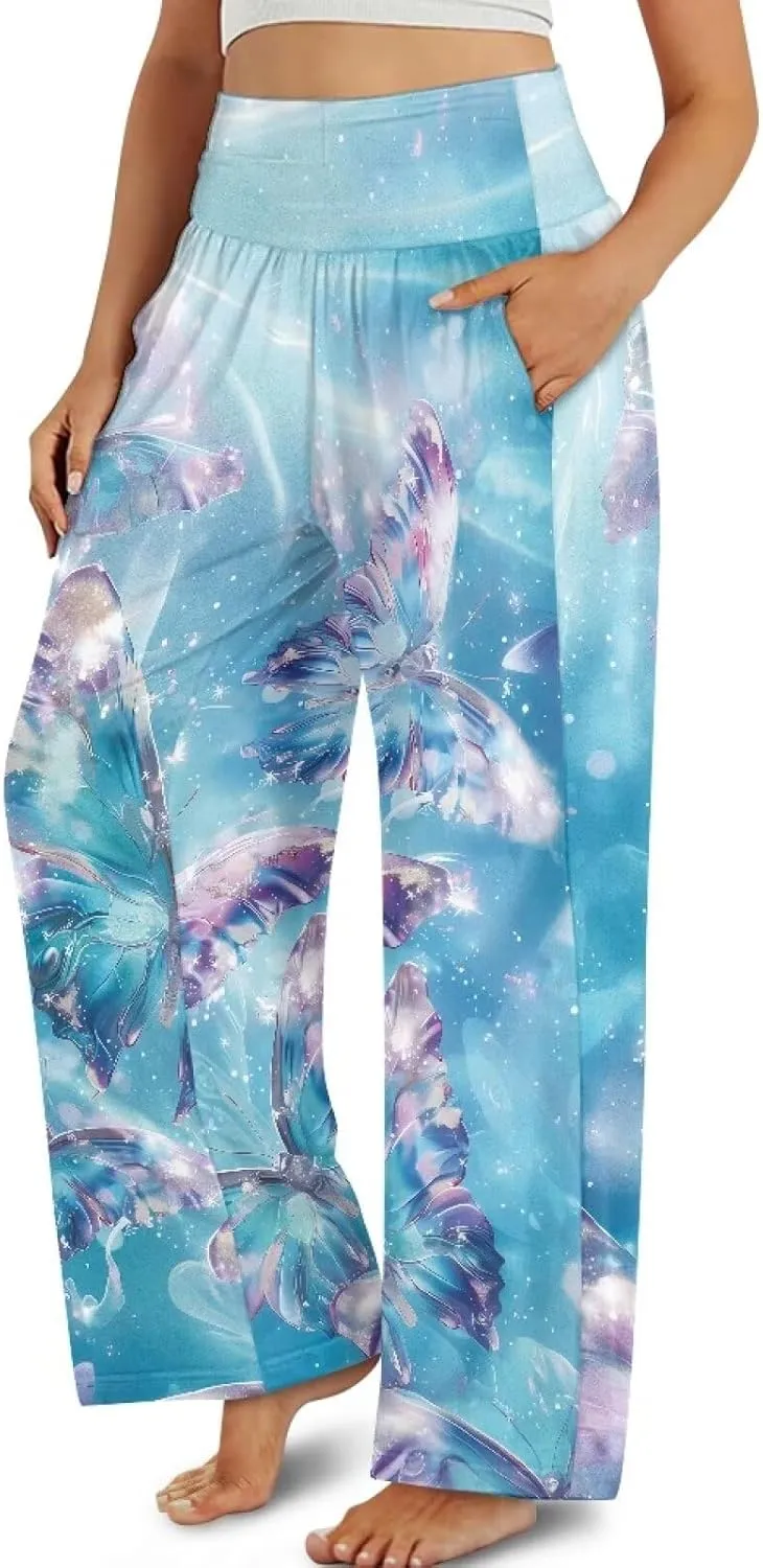 YEXIATODO High Waisted Wide Leg Pants for Women Dressy Casual Linen Pants Tall Palazzo Pants Lounge Pants S-3XL