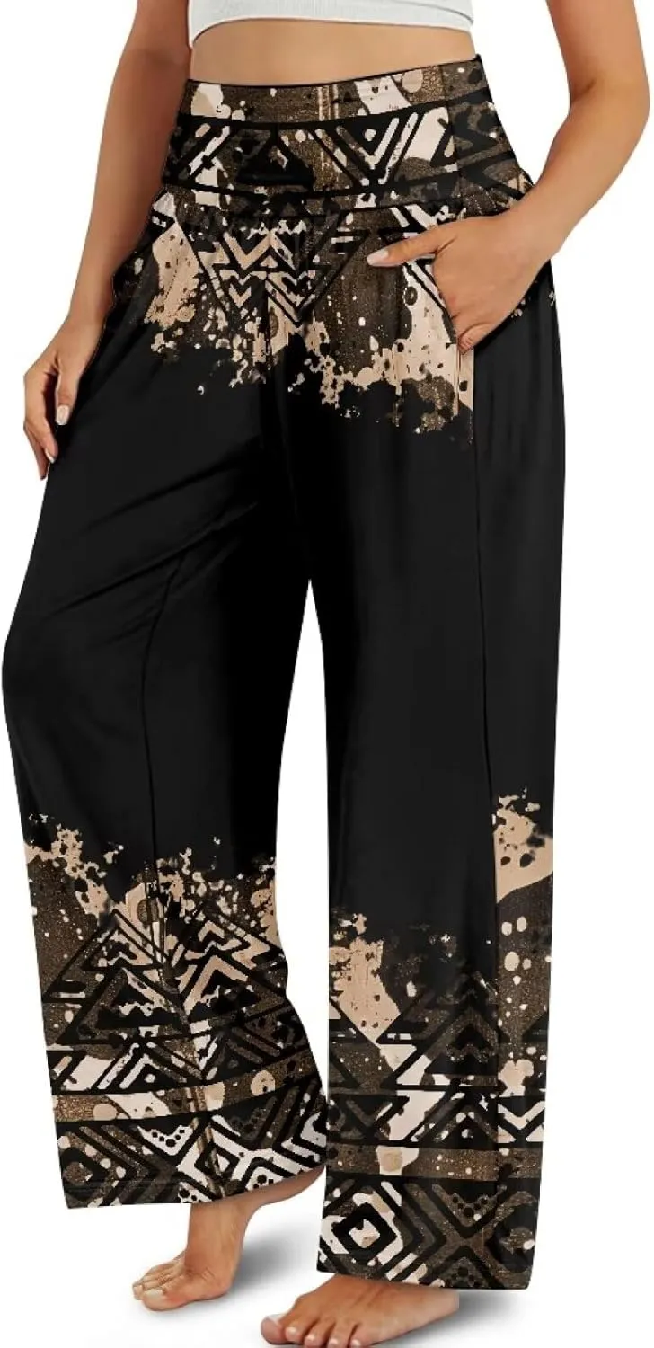 YEXIATODO High Waisted Wide Leg Pants for Women Dressy Casual Linen Pants Tall Palazzo Pants Lounge Pants S-3XL