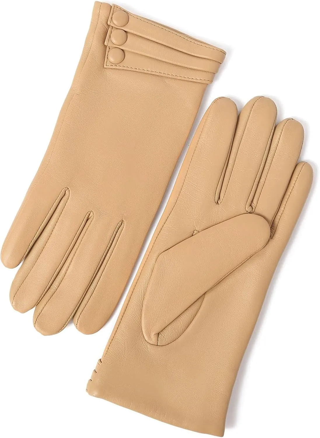 YISEVEN Women's Winter Driving Touchscreen Leather Gloves Wool Lined Buttoned Cuff