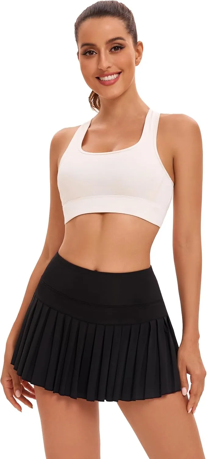 Yknktstc Women Tennis Skirt with Pocket Pleated Golf Skort Active Workout Running Athletic Shorts